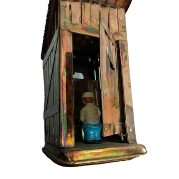 🍁 3/$20 Outhouse Music Box Plays Home On The Range Tested & Works - Picture 3 of 4